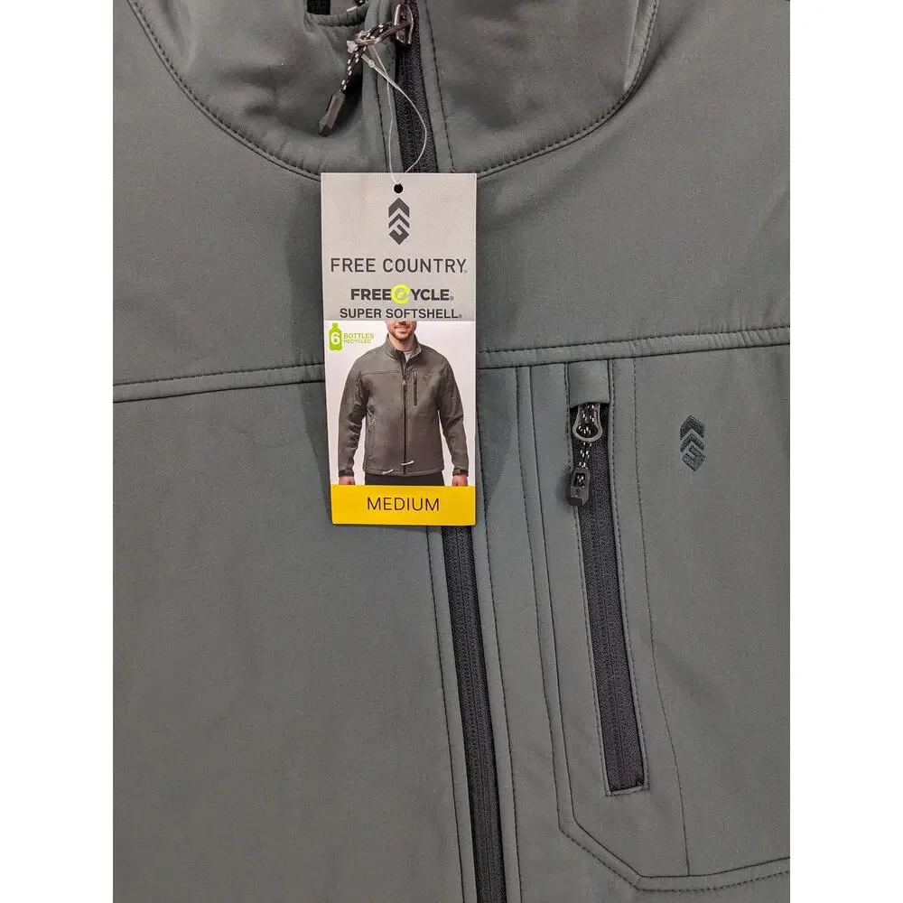Free Country Freecycle Full Zipper Jacket M 38 40 Gray‎ Pewter Super Softshell